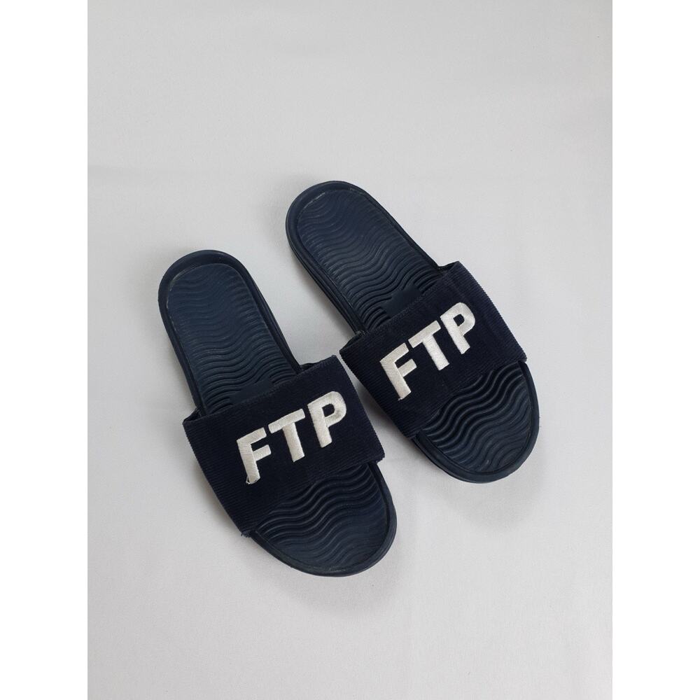 FTP F*ckThePopulation x HUF Worldwide Corduroy Logo Slides Pre-Owned Size 10